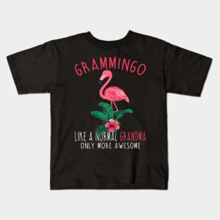 Grammingo Like An Grandma Only Awesome Floral Flamingo Gift Kids T-Shirt